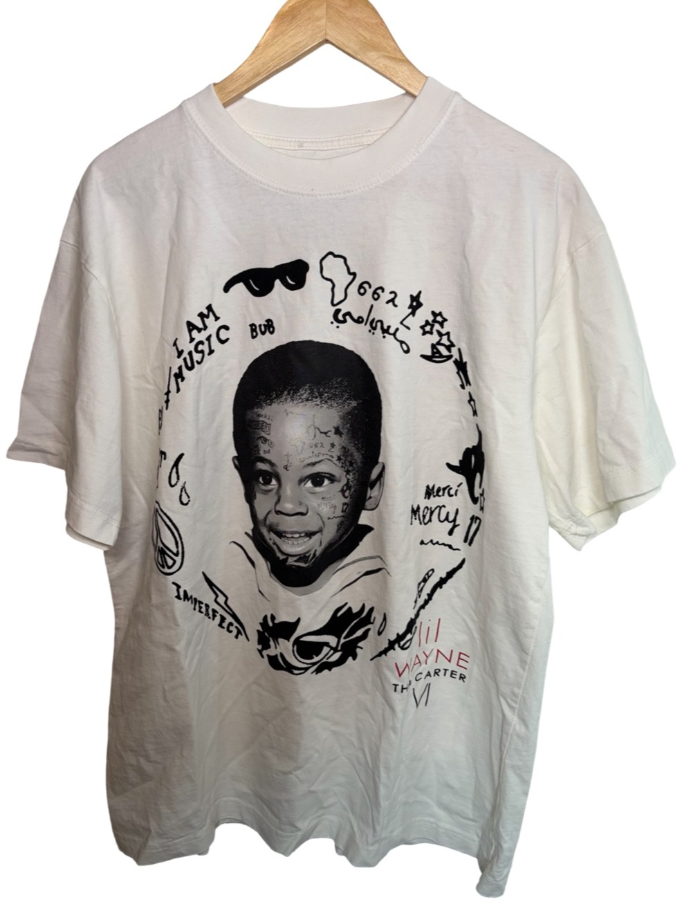 Lil wayne cream colored short sleeve portrit t shirt